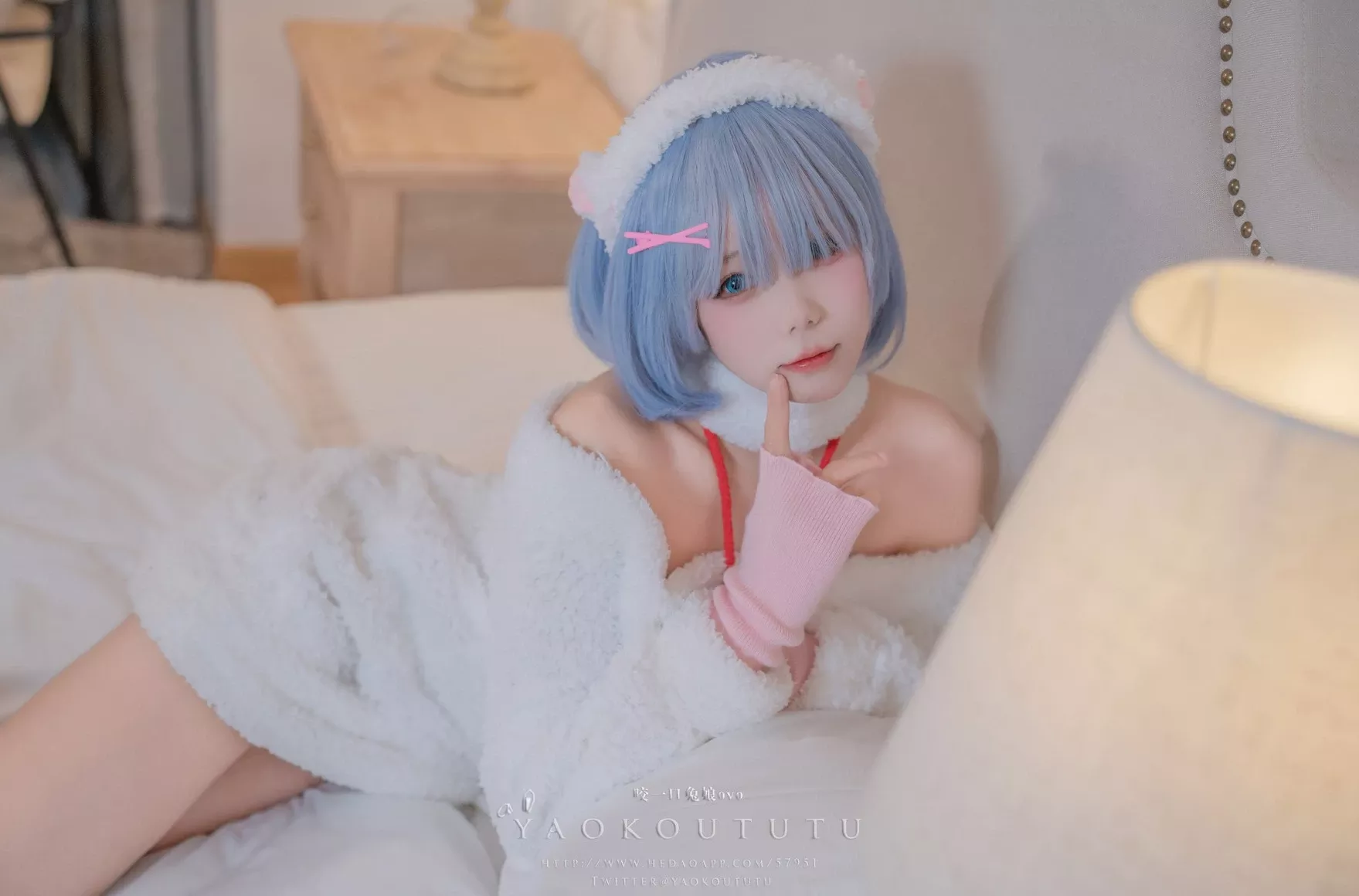 cosplay 黏黏团子兔T3特典蕾姆咩咩 美人cosplay