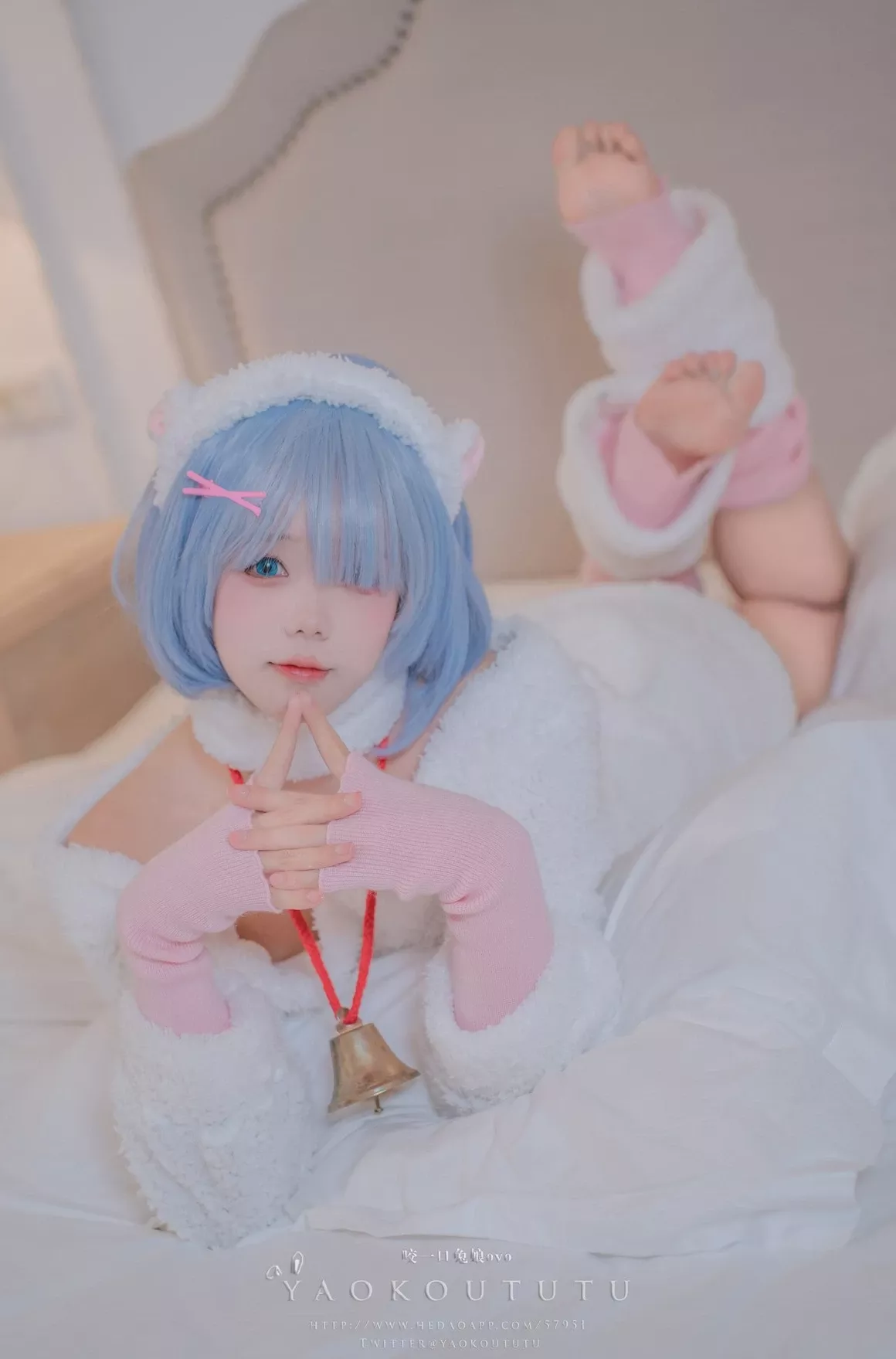 cosplay 黏黏团子兔T3特典蕾姆咩咩 美人cosplay