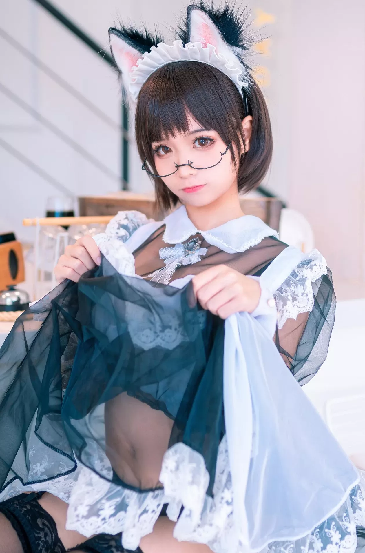 蠢沫沫透亮佣人 美女cosplay
