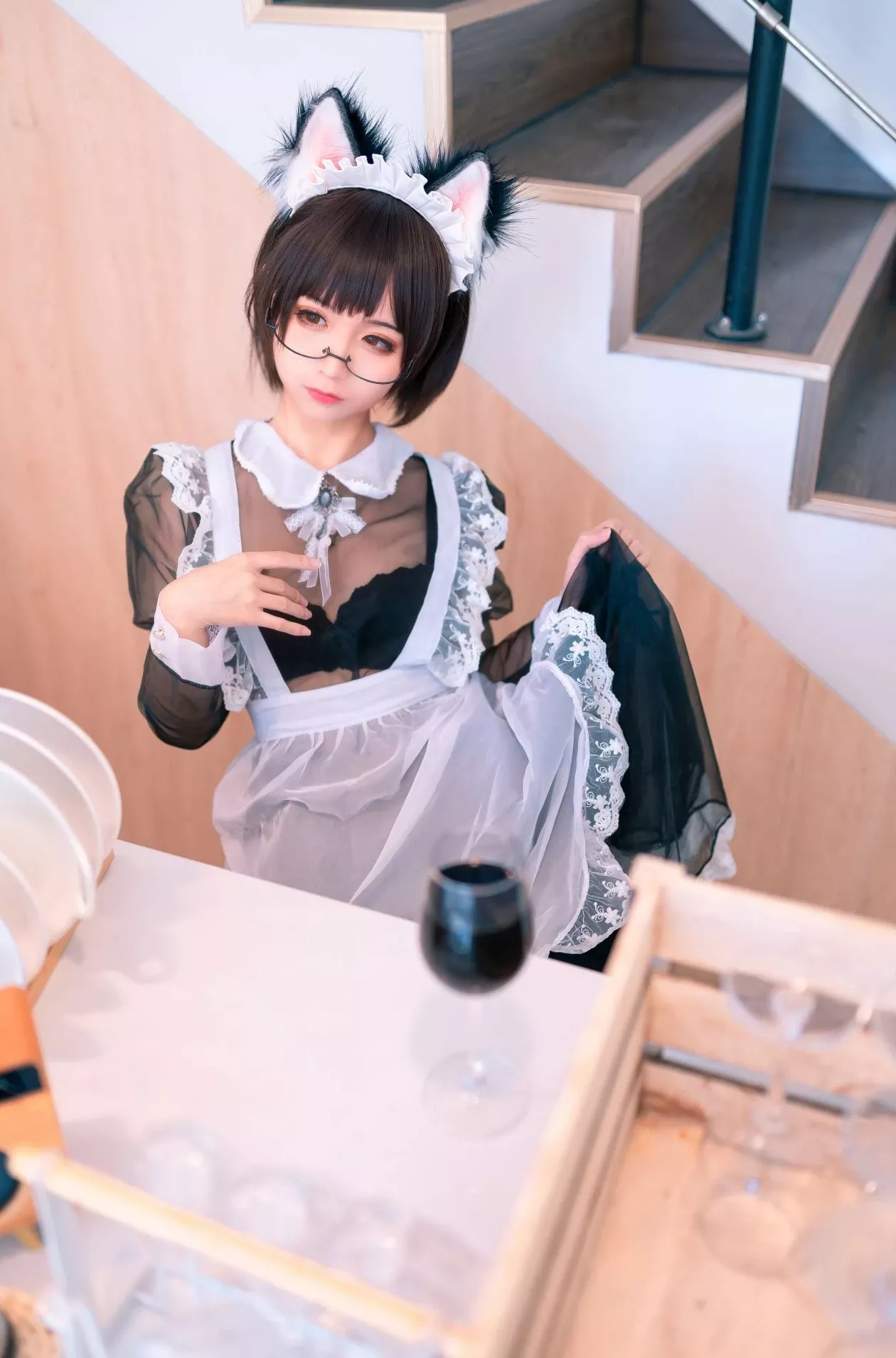 蠢沫沫透亮佣人 美女cosplay