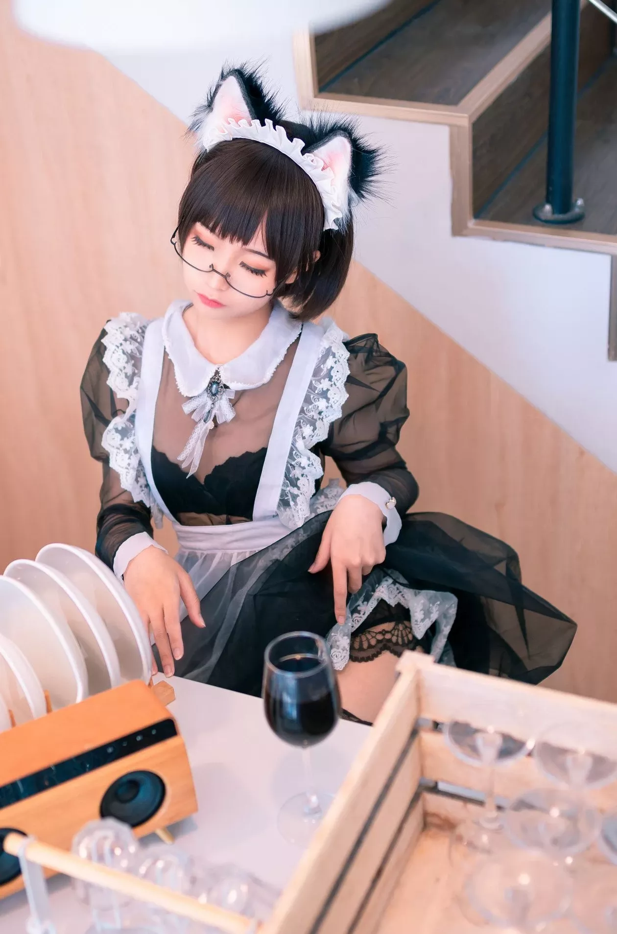 蠢沫沫透亮佣人 美女cosplay