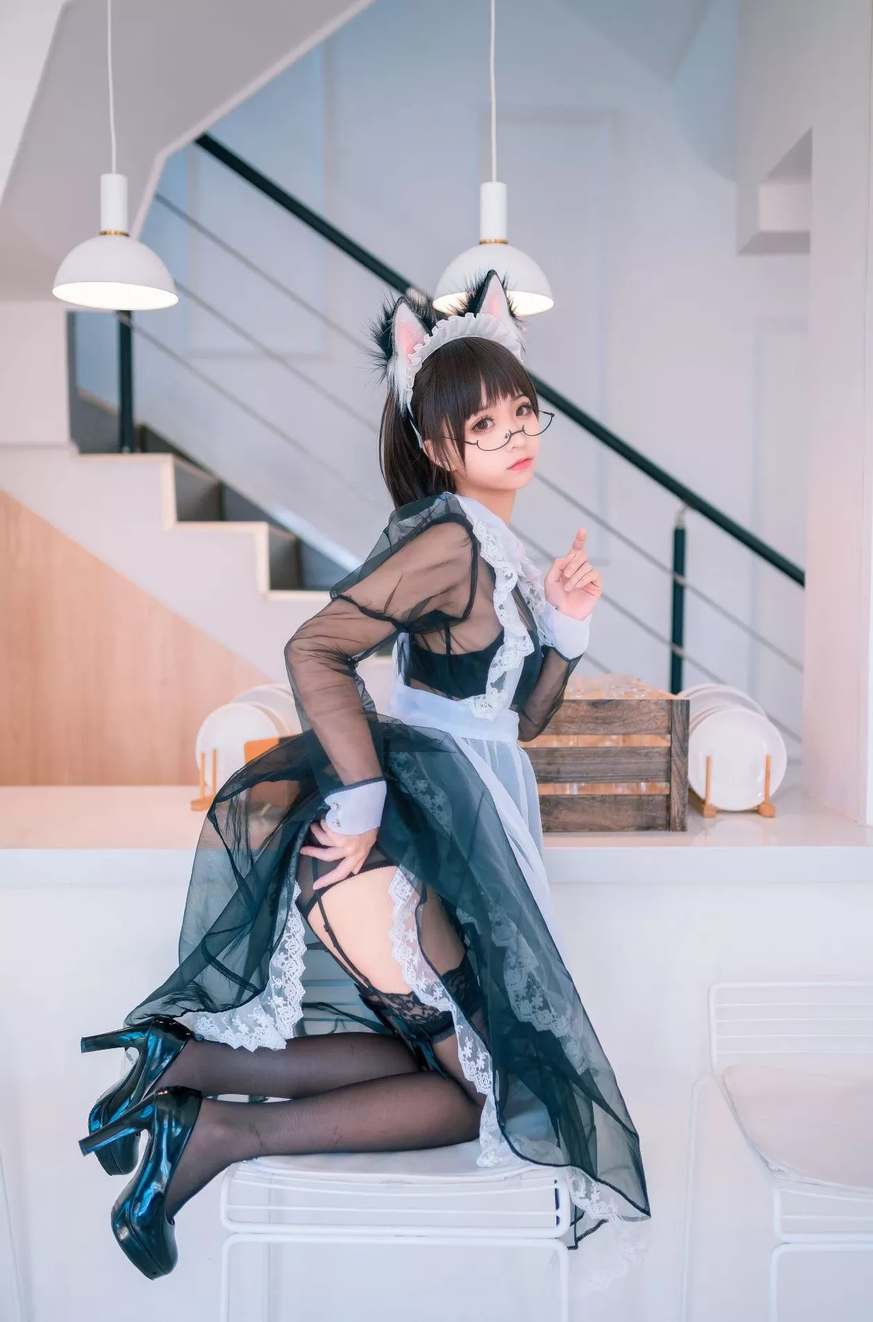 蠢沫沫透亮佣人 美女cosplay