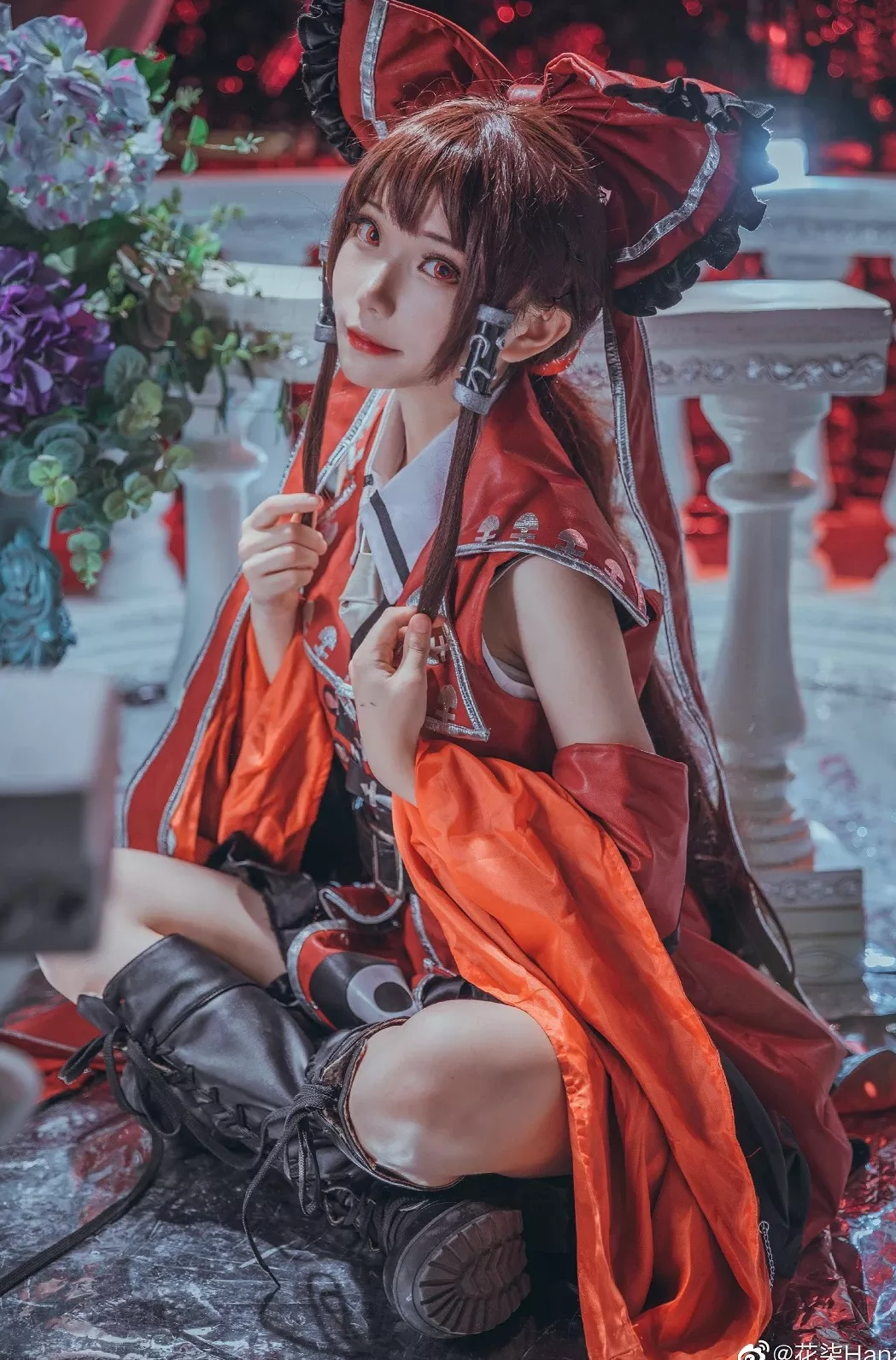 花柒Hana 博丽灵梦红魔城�凰� 东方project (9P) 美人cosplay