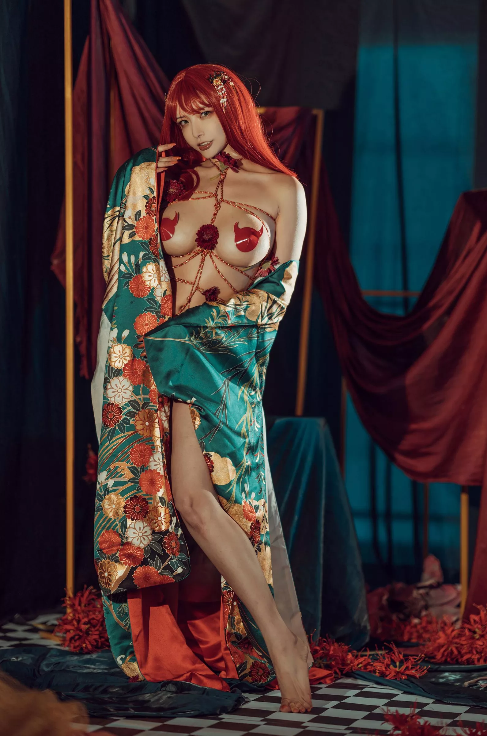 仙女丧志 未归类风骚摄影  秋和柯基《和服》