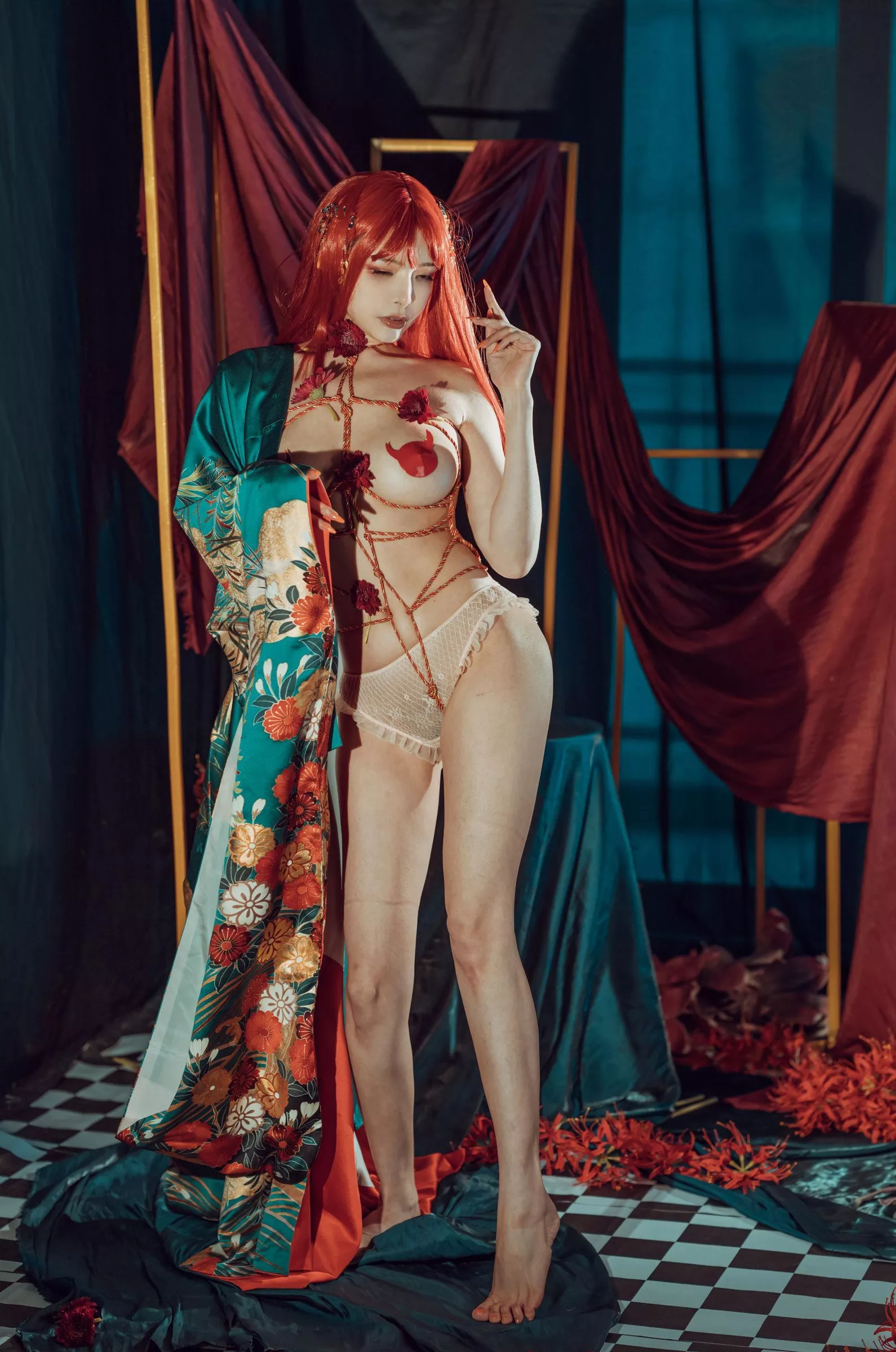 仙女丧志 未归类风骚摄影  秋和柯基《和服》