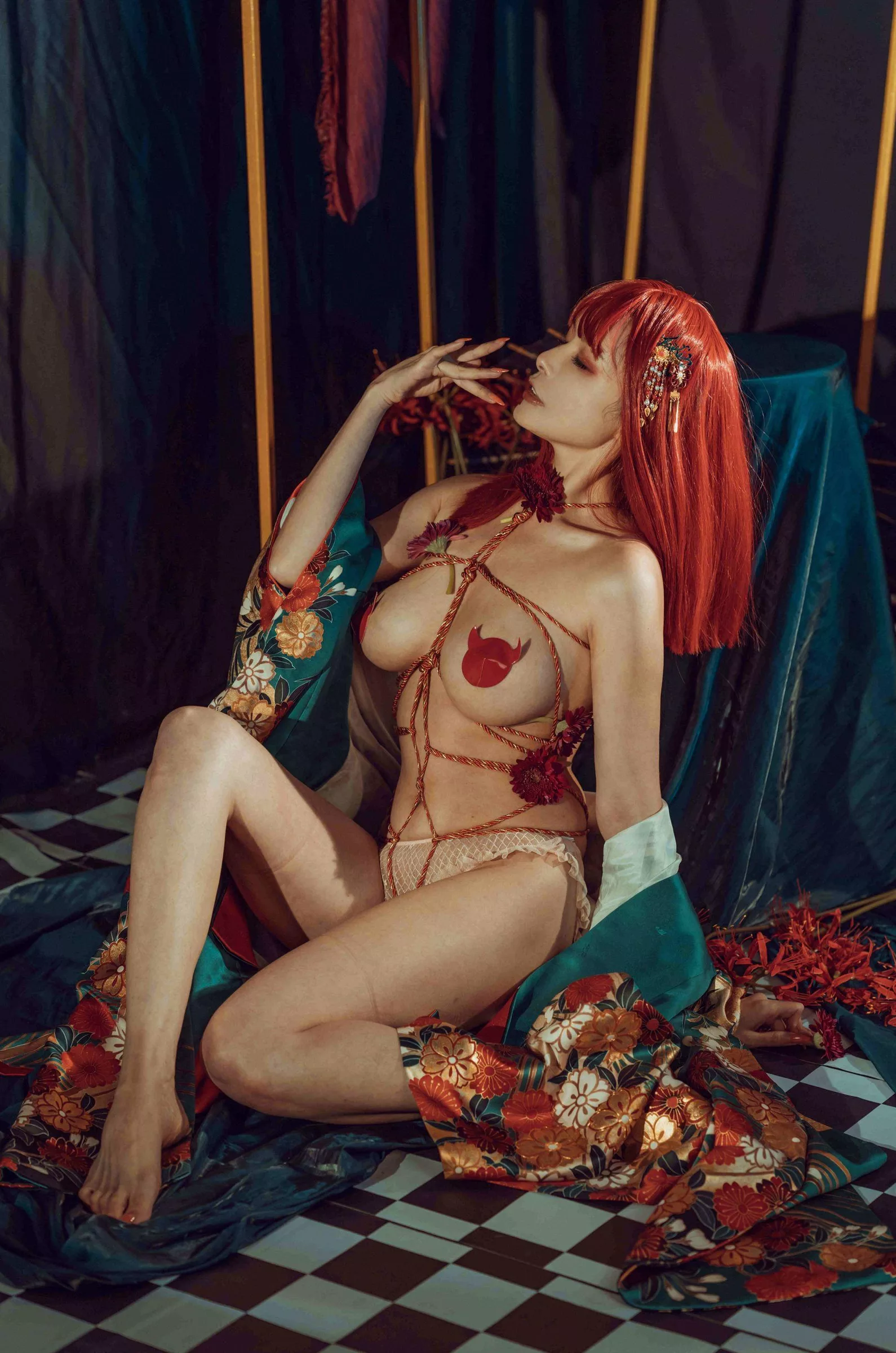 仙女丧志 未归类风骚摄影  秋和柯基《和服》