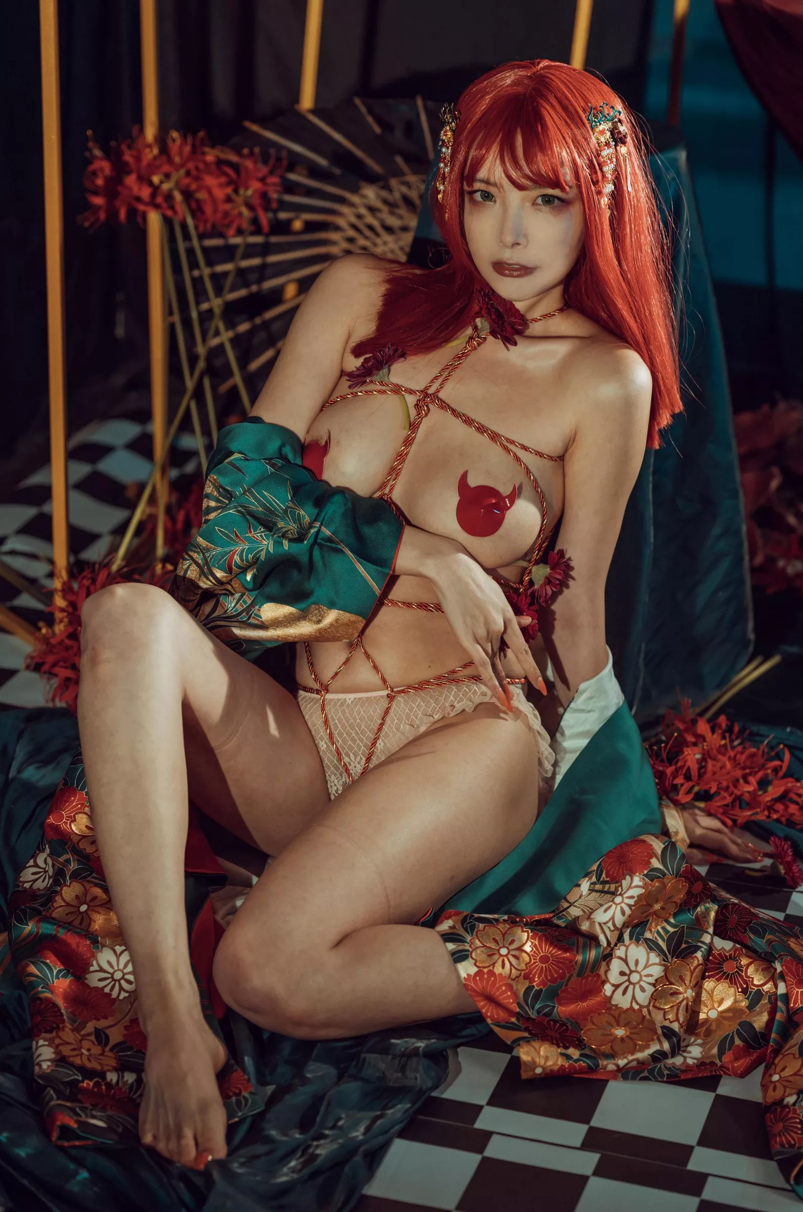 仙女丧志 未归类风骚摄影  秋和柯基《和服》