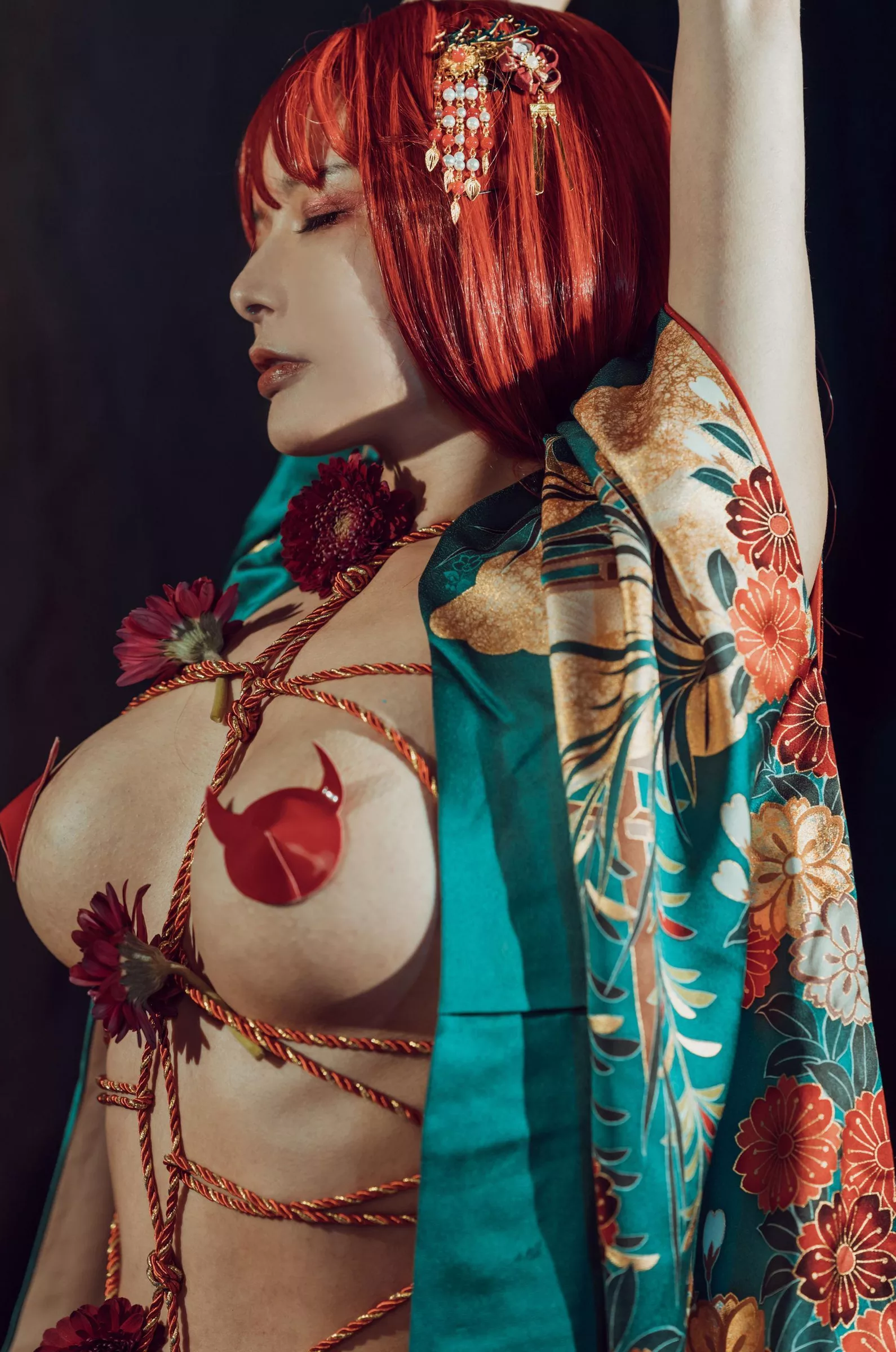 仙女丧志 未归类风骚摄影  秋和柯基《和服》